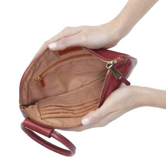 NEW HOBO sable wristlet in cranberry